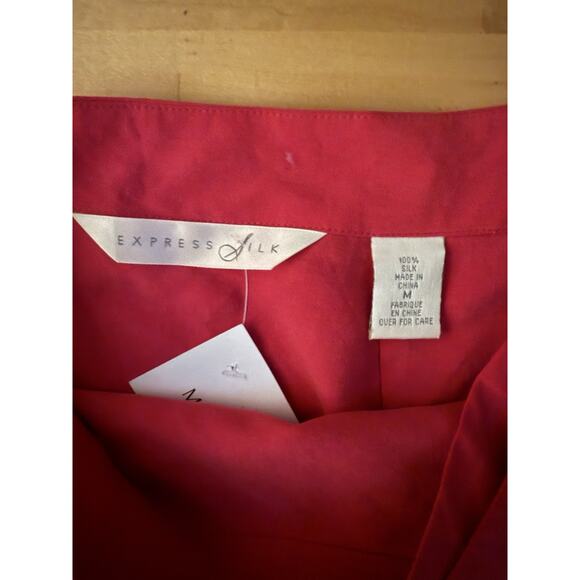 VTG Express Silk Pink Wrap Mini Skirt M - Picture 2 of 4